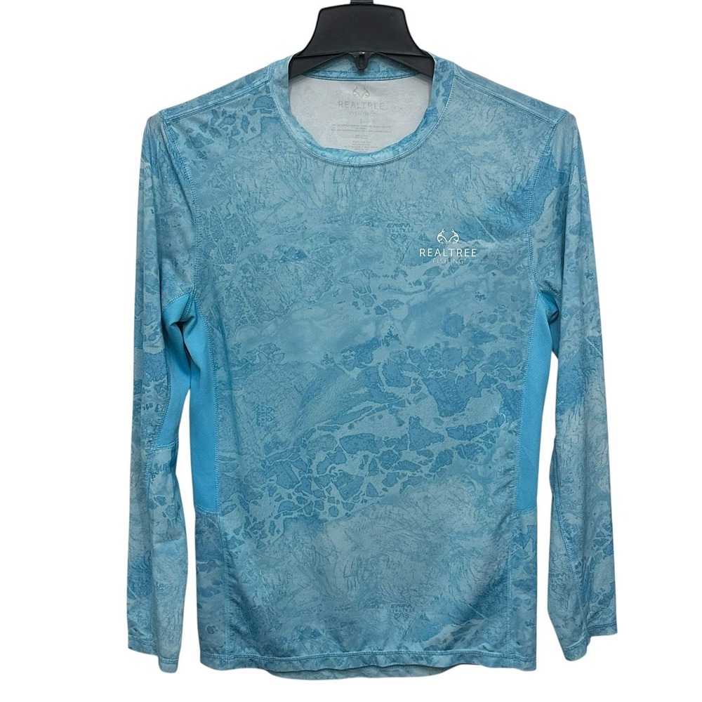 Realtree Mens‎ Fishing Shirt Size Small Blue UPF Performance Long Sleeve